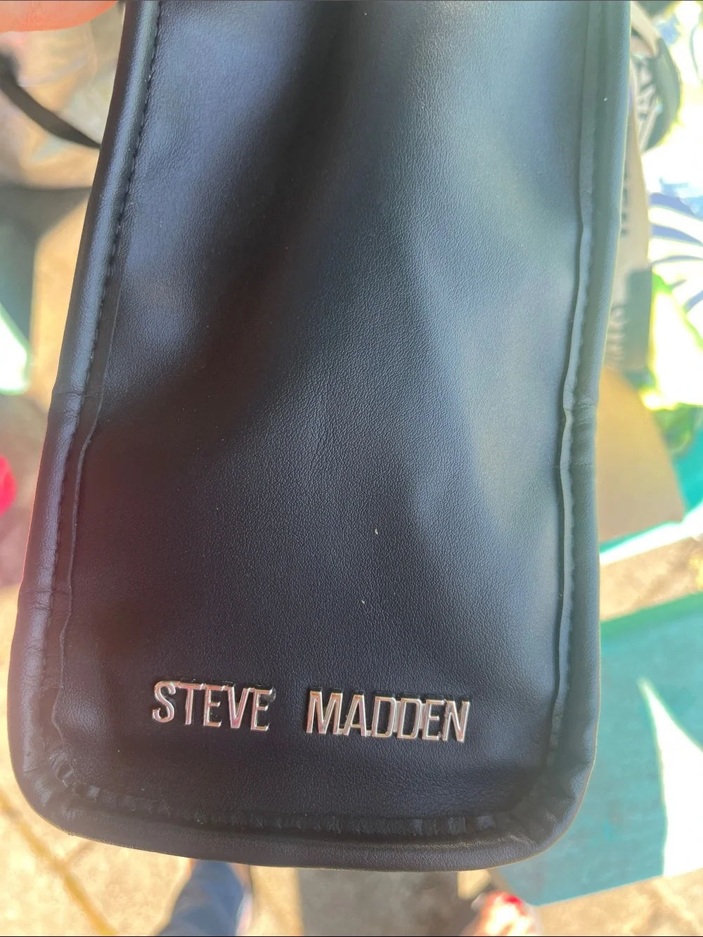 Steve Madden Black & White SM Monogram Canvas Messenger Bag